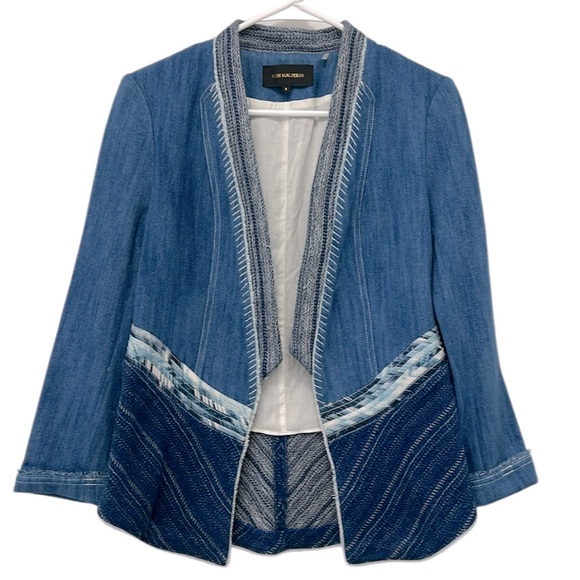 Kobi Halperin Shiloh Mixed Media Denim Jacket Open front Wmns S Festival Boho - Picture 1 of 12
